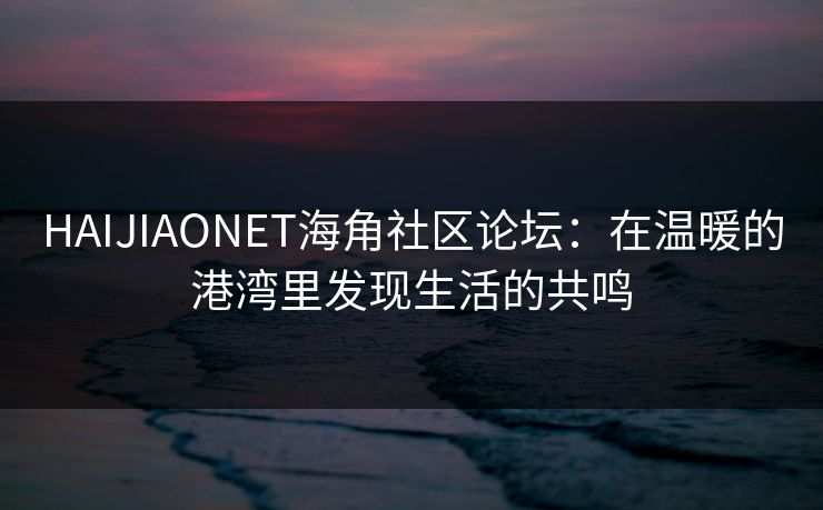 HAIJIAONET海角社区论坛：在温暖的港湾里发现生活的共鸣